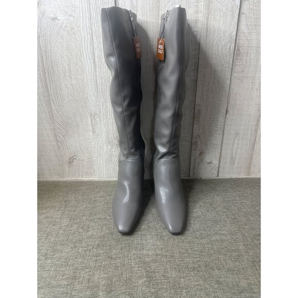 Franco Sarto Womens Sz 6.5 Lyla Wide Calf Zip Gray Knee High Boots Pointed Toe - Picture 6 of 12